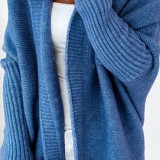 Hooded Collar Knit Bat Sleeve Loose Sweater GBLH-2101#
