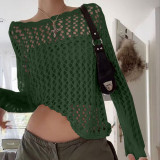 O Neck Loose Hollow Out Knits Top GBLH-9818#
