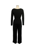 Solid Color Irregular Off Shoulder Casual Two Piece Pants Set SFY-577