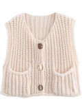 Solid Color Sleeveless Sweater Vest LM-8384