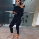Long Sleeve Solid Color Sweater Two PIece Pants Set GBLH-3119#