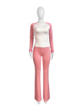 Contrast Color Long Sleeve Tight 2 Piece Pants Set CH-24061
