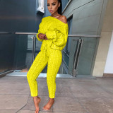 Long Sleeve Solid Color Sweater Two PIece Pants Set GBLH-3119#