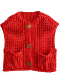 Solid Color Sleeveless Sweater Vest LM-8384