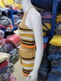 Sexy Backless Halter Tight Knits Shorts Suit GBLH-98156#