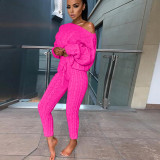 Long Sleeve Solid Color Sweater Two PIece Pants Set GBLH-3119#