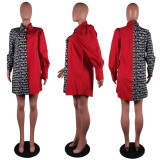 Fashion Irregular Color Clash Shirt Dress LSL-6520