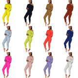 Long Sleeve Solid Color Sweater Two PIece Pants Set GBLH-3119#