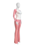 Contrast Color Long Sleeve Tight 2 Piece Pants Set CH-24061