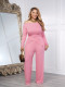 Solid Color Irregular Off Shoulder Casual Two Piece Pants Set SFY-577