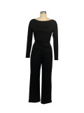 Solid Color Irregular Off Shoulder Casual Two Piece Pants Set SFY-577