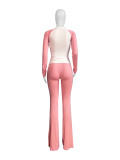 Contrast Color Long Sleeve Tight 2 Piece Pants Set CH-24061