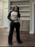 Contrast Color Long Sleeve Tight 2 Piece Pants Set CH-24061