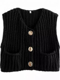 Solid Color Sleeveless Sweater Vest LM-8384