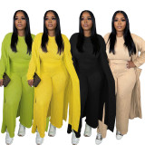 Long Sleeve Coat Sleeveless Vest Wide Leg Pants 3 Piece Set SFY-565