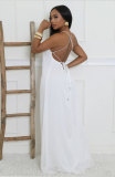 Solid Color Backless Sling Loose Maxi Dress XHXF-433
