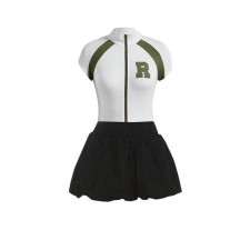 Pre Order: About 7 work days shipping Print Zipper Sleeveless T Shirt Skirt Suit YUEM-110180