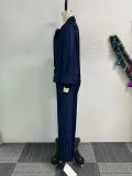 Tied Lantern Sleeve Shirt Wide Leg Pants Two Piece Set NY-3289