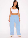 Sport Elastic Waist Loose Velour Pants MUE-8077
