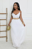 Solid Color Backless Sling Loose Maxi Dress XHXF-433