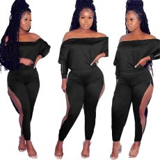 One Shoulder Long Sleeve Pants Suit GDIM-2426