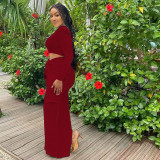 Solid Color Pleated Drawstring Long Skirt Suit MUE-M8075