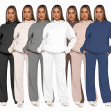 Solid Long Sleeve Hooded Sweatshirt Pants 2 Piece Set SSNF-211467