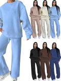 Solid Color Long Sleeve Loose Wide Leg Pants Set SSNF-211470