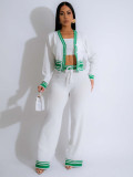 Stripe Cardigan Knits Casual Three Piece Pants Set ZSD-0336