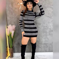 Hot Drill Long Sleeve Slim Mini Dress NY-3261