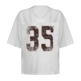 Pre Order: About 7 work days shipping Letter Print Loose V Neck Top YUEM-100108
