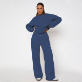 Solid Color Loose Long Sleeve Pants Two Piece Set SSNF-211468