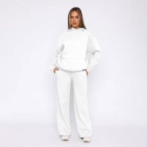 Solid Long Sleeve Hooded Sweatshirt Pants 2 Piece Set SSNF-211467