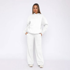 Solid Long Sleeve Hooded Sweatshirt Pants 2 Piece Set SSNF-211467