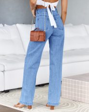 Fashion Washed Wide Leg Jeans GKNF-24223