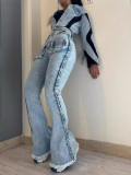 Fashion Long Sleeve Denim Two Piece Pants Set YMEF-52035