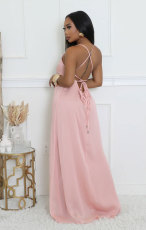 Solid Color Backless Sling Loose Maxi Dress XHXF-433