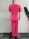 Irregular Neckline  Button Down Wide Leg Jumpsuit NY-10893
