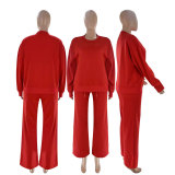 Solid Color Loose Long Sleeve Pants Two Piece Set SSNF-211468
