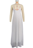 Solid Color Backless Sling Loose Maxi Dress XHXF-433