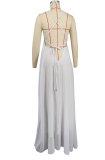 Solid Color Backless Sling Loose Maxi Dress XHXF-433