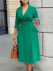 Double Breasted Suit Collar Solid Color Dress GMLF-3294