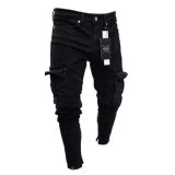 Men's Denim Holes Zipper Tight Jeans GDMY-829