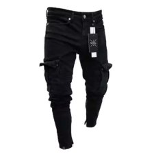 Men's Denim Holes Zipper Tight Jeans GDMY-829