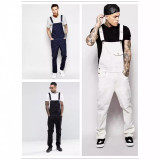 Men's Plus Size Denim Solid Color Back Pants Jumpsuit GDMY-1936