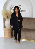 Solid Color V Neck Sweater Tight Pants 2 Piece Set GCNF-0222