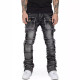 Men's Washed Denim Frayed Layered Micro Flare Jean GDMY-3039
