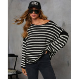 Stripe Knits Bat Sleeve Loose Tops ASL-6756