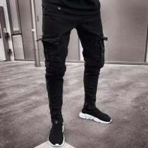 Men's Denim Holes Zipper Tight Jeans GDMY-829