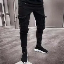 Men's Denim Holes Zipper Tight Jeans GDMY-829